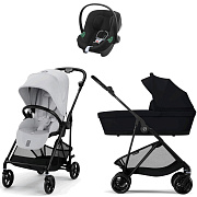 Коляска Cybex Melio Carbon Aton B2 i-Size Volcano Black 3 в 1 Fog Grey/Magic Black с дождевиками