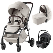 Коляска 3 в 1 Britax Roemer RIO LUX и автокресло Baby-Safe PRO Classic Deep Black Soft Taupe