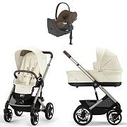 Коляска Cybex Talos S Lux TPE complete Cloud T Coconut Brown Plus Base T 4 в 1 Seashell Beige с дождевиками