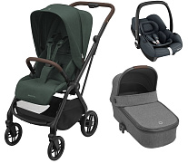 Детская коляска Maxi-Cosi Leona²  Oria 3 в 1 с автокреслом CabrioFix Essential graphite 1204403110 Twillic Green/1507029110 Select Grey