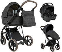 Детская коляска Roan Sol Vintage Luxury 2.0 3 в 1 с автокреслом Pituso Baesa Pro Black PIX/55/D Pixel/Dark/Nickel/руч.Cappuccino