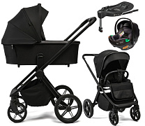 Детская коляска Peppy Monaco Plus 4 в 1 с автокреслом First Black и базой Black (черный), рама черная