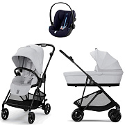 Коляска Cybex Melio Carbon Cloud G i-Size Ocean Blue Plus 3 в 1 Fog Grey с дождевиком