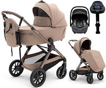 Коляска Agex Prima Pro 4 в 1 с автокреслом i-Safe S Grey и базой APD221 Dune бежевый
