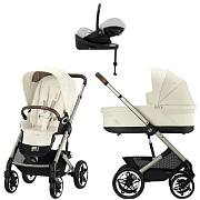 Коляска Cybex Talos S Lux TPE complete Cloud G Fog Grey Base G 4 в 1 Seashell Beige с дождевиками