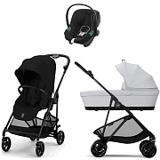 Коляска Cybex Melio Carbon Aton B2 i-Size Volcano Black 3 в 1 Magic Black с дождевиком/Fog Grey