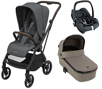 Детская коляска Maxi-Cosi Leona²  Oria 3 в 1 с автокреслом CabrioFix Essential graphite 1204204110 Twillic Graphite/1507470300 Luxe Twillic Truffle