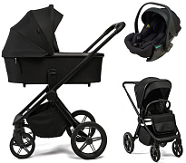 Детская коляска Peppy Monaco Plus 3 в 1 с автокреслом Jet Black Black (черный), рама черная