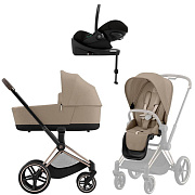 Коляска Cybex Priam IV Rosegold complete Cloud G Moon Black Plus Base G 3 в 1 Cozy Beige