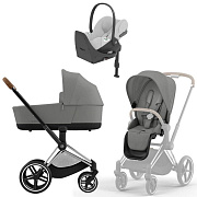 Коляска Cybex Priam IV Chrome Brown complete Cloud T Platinum White Plus Base T 3 в 1 Mirage Grey