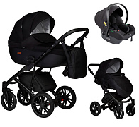 Детская коляска Indigo Mio S 3 в 1 02 черная кожа+черный
