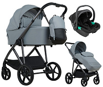 Детская коляска Pituso Mobi 3 в 1 с автокреслом Santiso Pro Black MB/04 Graphite