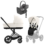 Коляска Cybex Priam IV Matt Black complete Cloud T Mirage Grey Plus Base T 3 в 1 Off White