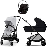 Коляска Cybex Melio Carbon Cloud G i-Size Magic Black 3 в 1 Fog Grey/Magic Black с дождевиками