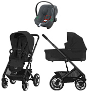Коляска Cybex Talos S Lux BLK complete Aton B2 Steel Grey 3 в 1 Moon Black с дождевиками