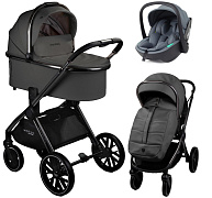 Детская коляска AmaroBaby Motus Premium Ecco 3 в 1 с автокреслом Rant Miro Graphite серый