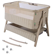 Приставная колыбель Tutti Bambini CoZee Sense c колесами, со звуком и светом Орех/Какао (Soft Walnut and Cocoa)