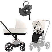 Коляска Cybex Priam IV Rosegold complete Cloud T Mirage Grey Base T 3 в 1 Off White