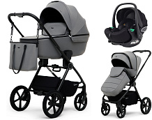 Детская коляска Rant Teo Soft 3 в 1 с автокреслом Evomax Black Grey
