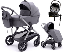 Коляска Agex Prima Pro 4 в 1 с автокреслом i-Safe Grey и базой APS214 Sora серый