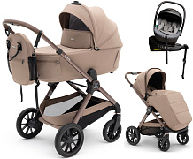Коляска Agex Prima Pro 4 в 1 с автокреслом i-Safe Grey и базой APD221 Dune бежевый