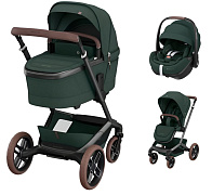 Детская коляска Maxi-Cosi Fame 3 в 1 с автокреслом Pebble 360 Pro Twillic Green/зеленый