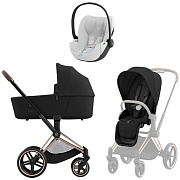 Коляска 3 в 1 Cybex Priam IV Rosegold complete и автокресло Cloud T i-Size Platinum White Plus Sepia Black