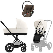 Коляска Cybex Priam IV Matt Black complete Cloud T Coconut Brown Plus 3 в 1 Off White
