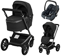 Детская коляска Maxi-Cosi Fame 3 в 1 с автокреслом CabrioFix Essential graphite Twillic Black/Черный