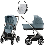 Коляска Cybex Talos S Lux TPE complete Cloud G Fog Grey 3 в 1 Stormy Blue с дождевиками
