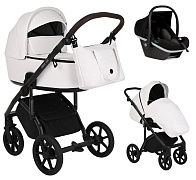 Детская коляска Roan Bass Next Кожа 3 в 1 с автокреслом Tutis Elo Black RN081/1 White