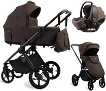 Детская коляска Peppy Soho 3 в 1 с автокреслом Verona Brown Brown (коричневый), рама серо-бежевый