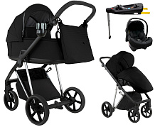Детская коляска Roan Sol Vintage Luxury 2.0 4 в 1 с автокреслом Tutis Elo Lux EduSky Black и базой VIN 05/CB Caviar Black/Nickel/руч.Black