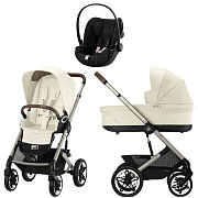 Коляска Cybex Talos S Lux TPE complete Cloud G Moon Black 3 в 1 Seashell Beige с дождевиками