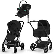 Коляска Cybex Balios S Lux BLK complete Aton S2 Moon Black Base One 4 в 1 Moon Black с дождевиками