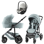 Коляска 3 в 1 Britax Roemer Smile 5Z Style и автокресло Baby-Safe PRO LUX Linen Grey Harbor Blue