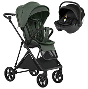 Детская прогулочная коляска Pituso Carbon RX c автокреслом Baesa Pro Black Taiga Green/рама carbon