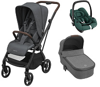 Детская коляска Maxi-Cosi Leona²  Oria 3 в 1 с автокреслом CabrioFix Essential green 1204204110 Twillic Graphite/1507029110 Select Grey