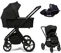 Детская коляска Peppy Monaco Plus 3 в 1 с автокреслом Verona Black Black (черный), рама черная