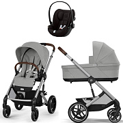 Коляска Cybex Balios S Lux SLV complete Cloud G Magic Black 3 в 1 Stone Grey с дождевиками