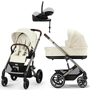 Коляска Cybex Balios S Lux TPE complete Cloud G Fog Grey Base G 4 в 1 Seashell Beige с дождевиками