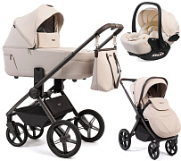 Детская коляска Peppy Monaco Thermo 3 в 1 с автокреслом Verona Beige Beige (молочный), рама серо-коричневая