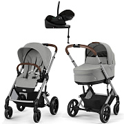 Коляска Cybex Balios S Lux SLV complete Cloud G Moon Black Plus Base G 4 в 1 Stone Grey с дождевиками
