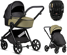 Детская коляска Tutis Mio 3 Plus Leather New 3 в 1 с автокреслом Beno Black 1622025 Olive