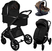 Детская коляска AmaroBaby Motus Premium Ecco 4 в 1 с автокреслом Rant Miro Moca и базой черный