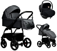 Детская коляска Indigo Impulse Eco 3 в 1 с автокреслом Avionaut Cosmo Ie06 серая кожа/серый