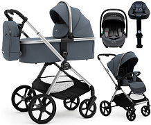 Коляска Agex Life 4 в 1 хромированная рама с автокреслом i-Safe S Grey и базой ALG590 Chrome Grey (Серый)