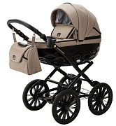 Детская коляска Adamex Chantal Retro Deluxe 3 в 1 C-SA09 (Т.БЕЖЕВАЯ КОЖА)