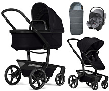 Детская коляска 3 в 1 Joolz Day 5 и автокресло Baby-Safe Core Frost Grey без адаптеров + конверт в подарок Space black