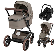 Детская коляска Maxi-Cosi Fame 3 в 1 с автокреслом CabrioFix Essential black Twillic Truffle/Трюфель(беж)